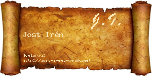 Jost Irén névjegykártya